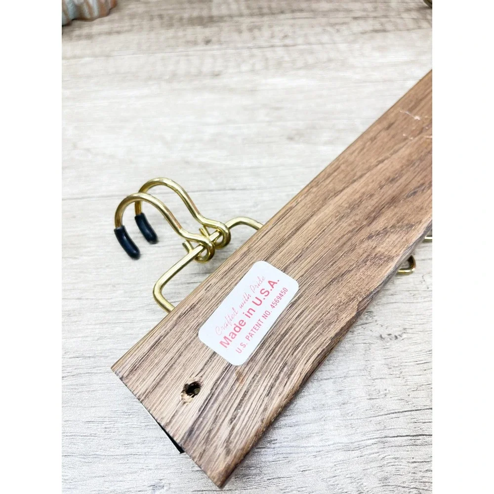 Vintage Wooden Tie Rack: 24 Pegs/Hooks Jewelry Display